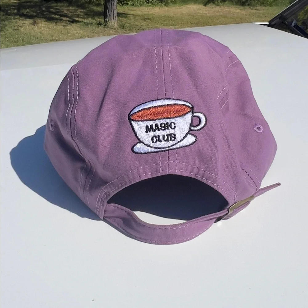 Unisex Purple Character Embroidered 5-Panel Cap